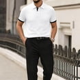 thumbnail image 2 of Men's Breeze Polo Shirts Breeze Short Sleeve Wear Collared Textured Shirt Stretchy Quick Dry Beer Belly for Work Outdoor White M, 2 of 5