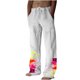 thumbnail image 2 of Pantalones largos de verano para hombre, de algodón y lino, con pierna ancha, estampados, con cordones, para deportes y vacaciones, 2 of 6