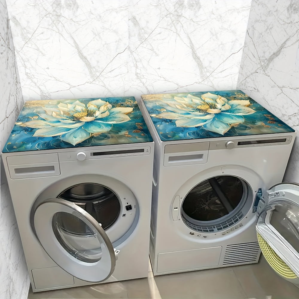 1pc, Dish Drying Pad, Floral Pattern Washing Machine Dust Cover Pad, Washstand Drain Mat, Soft Faucet Absorbent Mat, Washstand Cup Mat, Kitchen Accessories, Bathroom Accessories
