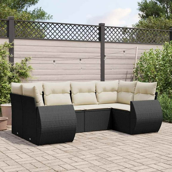 vidaXL Garden Sofa Set Black, Cream White