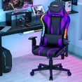 thumbnail image 3 of Gymax Chaise de Jeu Réglable Pivotante Chaise d'Ordinateur avec Lumières LED Dynamiques Violet, 3 of 10