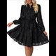 thumbnail image 1 of Vestidos de Otoño 2025 de Larga para Mujer, Minivestido Informal de Corte A con Botones y Cinturón, para Otoño e Invierno. Negro L, 1 of 10