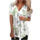 thumbnail image 4 of Camiseta de manga corta suelta con cuello en V y estampado plisado informal a la moda para mujer Pompotops hkajfhjk470315, 4 of 9
