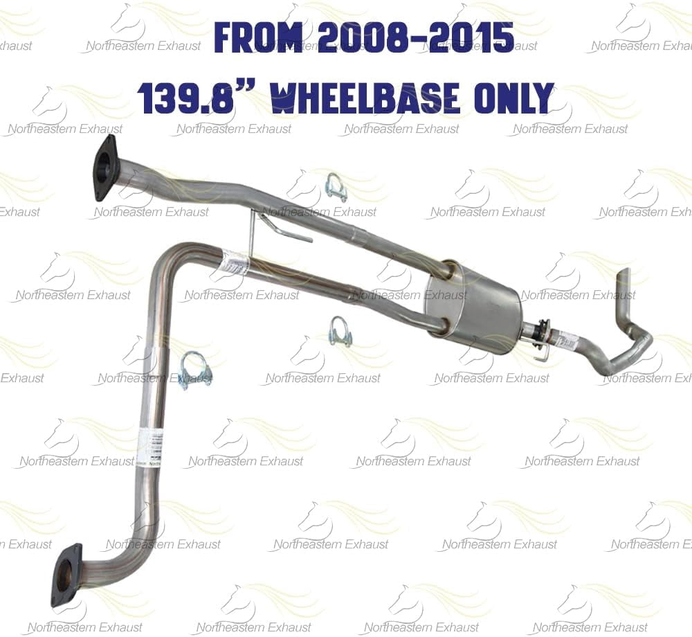 Northeastern Exhaust | Stainless Steel Exhaust Intermediate Pipe, Muffler & Tail Pipe Kit Fits 2007–2015 Nissan Titan 5.6L 139.8" W.B – Direct Fit