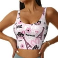 thumbnail image 2 of Haiem Eiffel Tower and Butterflies Pattern Womens Sports Bra - U Neck Padded Low Impact Yoga Bra Workout Crop Top Gym Moisture-Wicking Workout Vest -XX-Large, 2 of 9