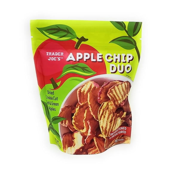 Trader Joe's Dried Red Green Apple Chips Crinkle Cut Unsweetened Unsulfured (2 oz)