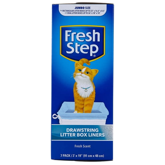Fresh Step Drawstring Jumbo Cat Litter Box Liner Bags, Scented, 7 Count