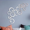 thumbnail image 1 of Cristal 3D Espejo Pegatinas de pared Acrílico Estéreo Círculo DIY Pegatinas de pared Dormitorio Sala de estar Mural (plata) Adepaton LN-1712, 1 of 6