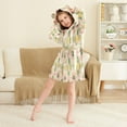 thumbnail image 3 of FORMRS Niños Bathrobe Unisex Hooded Robe Soft Plush Pajamas Sleepwear, Size 7-9T, Retro Pink Stars, 3 of 7