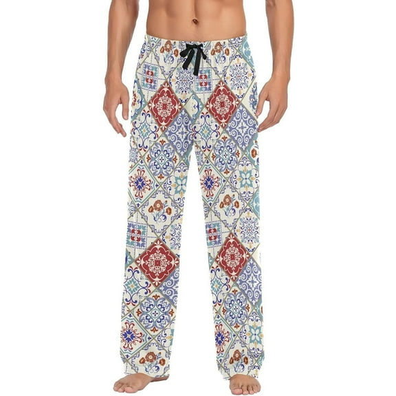 GZHJMY Mandala Print Men's Pajama Pants, Soft and Comfortable Lounge Sleep Bottoms with Pockets, Men's Sleepwear with Custom Print, X-Large