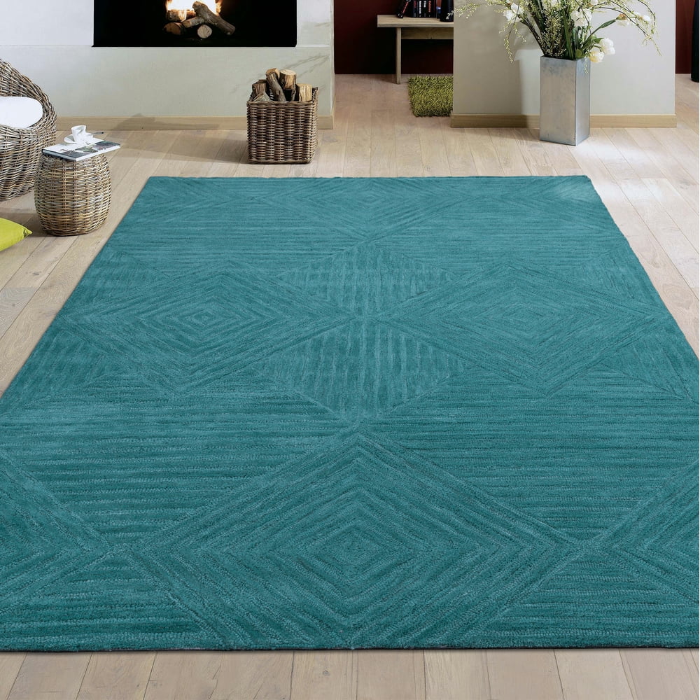 Ottomanson HandTufted Hampton Natural Wool Geometric Diamond Mosaic