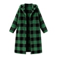 thumbnail image 4 of Iyufng Plaid Fuzzy Fleece Long Hooded Coats for Women Full Zip Long Sleeve Casual Warm Winter Outerwear with Side Pockets, 4 of 7
