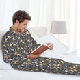 thumbnail image 6 of Salouo Bulldog And BONES Print Button-Front Long Sleeve Pajama Set for Men, Soft 2Pjs Men's Long Sleeve Sleepwear-Large, 6 of 7