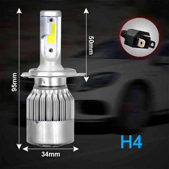 Ampoules de Phare DEL Universelles H4 de Haute Qualité 12V 36W 6000K 3800LM IP68 Étanches Lumières avant Lumineuses pour Faisceau Haut/bas (2 Pcs)