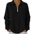 thumbnail image 2 of Ounisa Women's Long Sleeve Shirts-Casual Thermal Loose Fit Pullover Quarter Zip Sweatshirts, 2 of 7