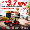 thumbnail image 4 of SACVON 4 Wheel Mobility Scooter for Seniors, 330 lbs Heavy Duty Electric Powered Scooter with 18 Miles Long Range, Swivel Seat & Removable Basket for Travel and Grocery Shopping, Red, 4 of 18