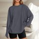 thumbnail image 1 of MHFRRA Camiseta de Manga Larga Oversize de Moda, Informal, Básica, con Cuello Redondo, para Uso Diario. Gris Claro, 1 of 5