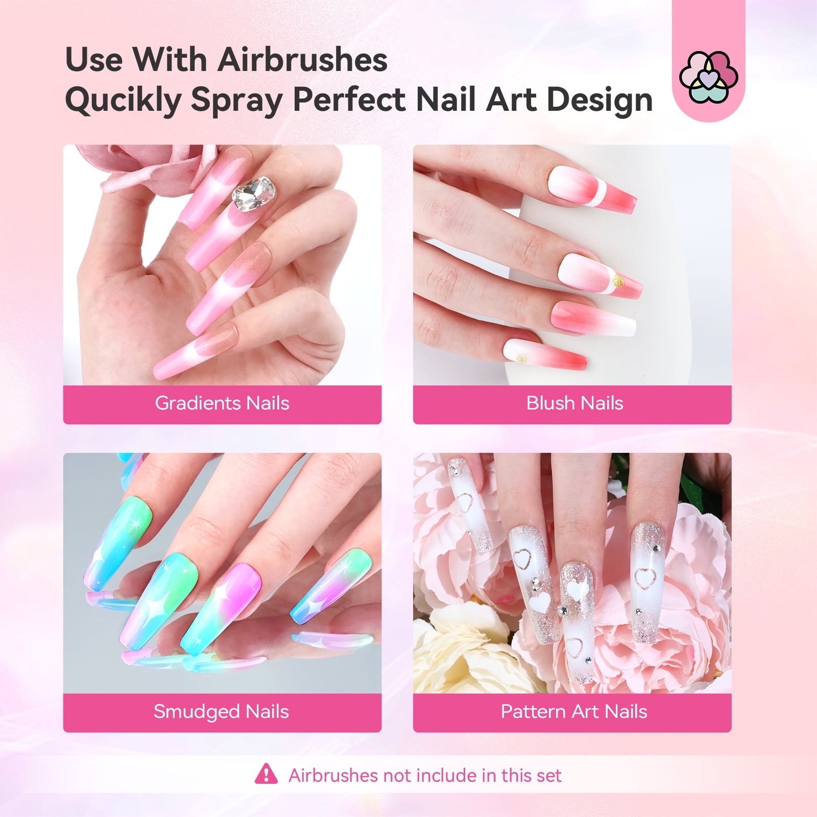 SAVILAND Airbrush Gel Nail Polish: 12 vitality Colors Set with Fine Mist Nail for Color Spray Perfect Nail Polish Nail Art Design