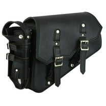 Daniel Smart Motorcycle Leather Swingarm Bag Black Swing Arm Bag with Bottle Holder Built-in Gun and Ammo holster.