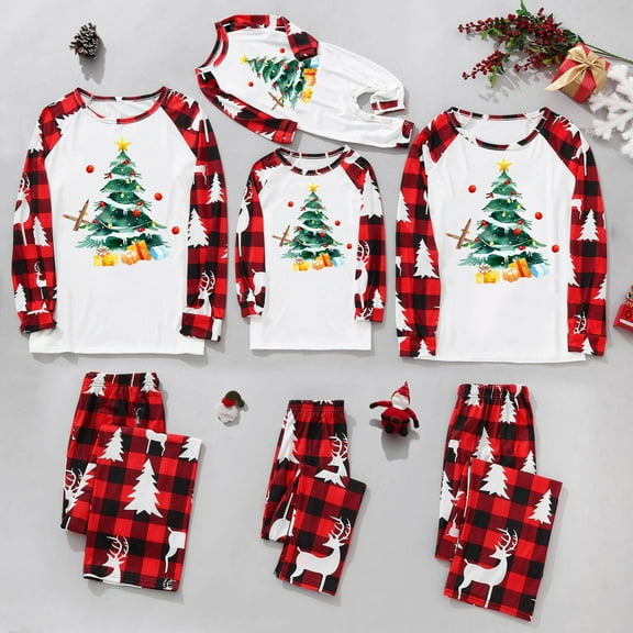 Aboser Pajama Christmas Family Set Long Sleeve Vacation Clothes for Family Trendy Xmas Tree Print Lounge Sets Pijamas Navideñas Familiares 2026