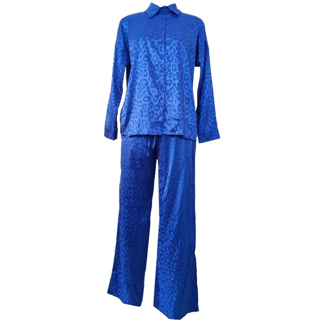 Gibobby Conjuntos de sudadera con bloques Conjunto de camisa de manga suelta jacquard con estampado de leopardo para mujer + pantalones con cintura elástica(Azul,M)