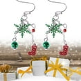 thumbnail image 2 of Jiyike Christmas Earrings Red Christmas Socks Green Snowflakes Pendants Earrings Female Christmas Decorations, 2 of 5