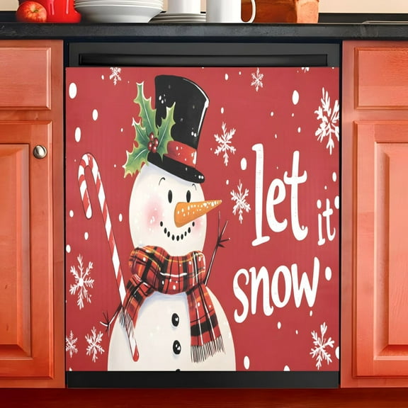 Ryvnso Snowman Christmas Snowy Dishwasher Magnetic Refrigerator Magnet Cover Kitchen Home Decorative 23"x26"