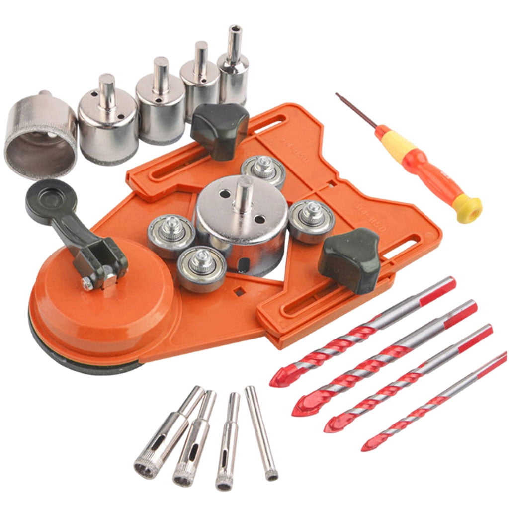Nishiyuenyi Diamond Drill Bit Set Drill Guide Jig Fixture Locator Construction Tools Hole Saw Drill for Glass Marble Tile Ceramic 6pcs