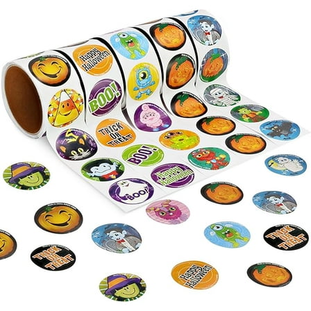 Halloween Party Favors - 500 Pcs Round Stickers for Kids, Classroom & Party Treats