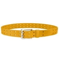 thumbnail image 5 of Falari Men's Double Holes Genuine Leather Belt Double Prong Jeans Belt Yellow Large, 5 of 6