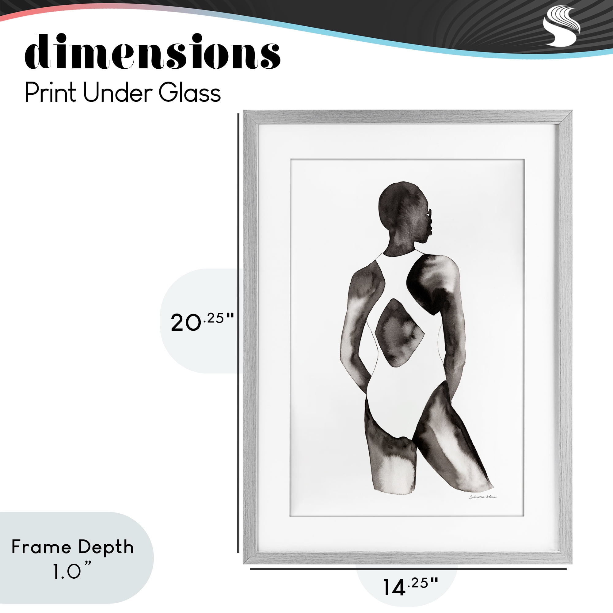 Stupell Industries Beach Day Swimsuit Silhouette Gray Framed Print Under Glass, design by Simone Elum