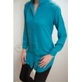 thumbnail image 3 of 32" Long Teal Blouse | Teal Green Dress Top | Premium Fabric Tunic [CY-769] | BUST SIZE=42" / 16 / XL, 3 of 4
