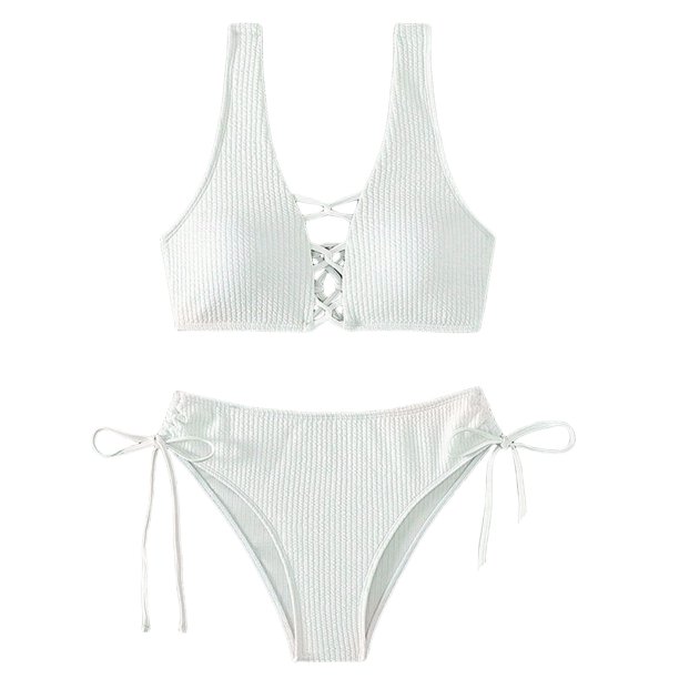 Gibobby Traje de Baño Sexy Bikini Nuevo Bikini de cuerpo dividido Color sólido Traje de baño sexy para mujer Traje de baño multicolor(Blanco,XL)