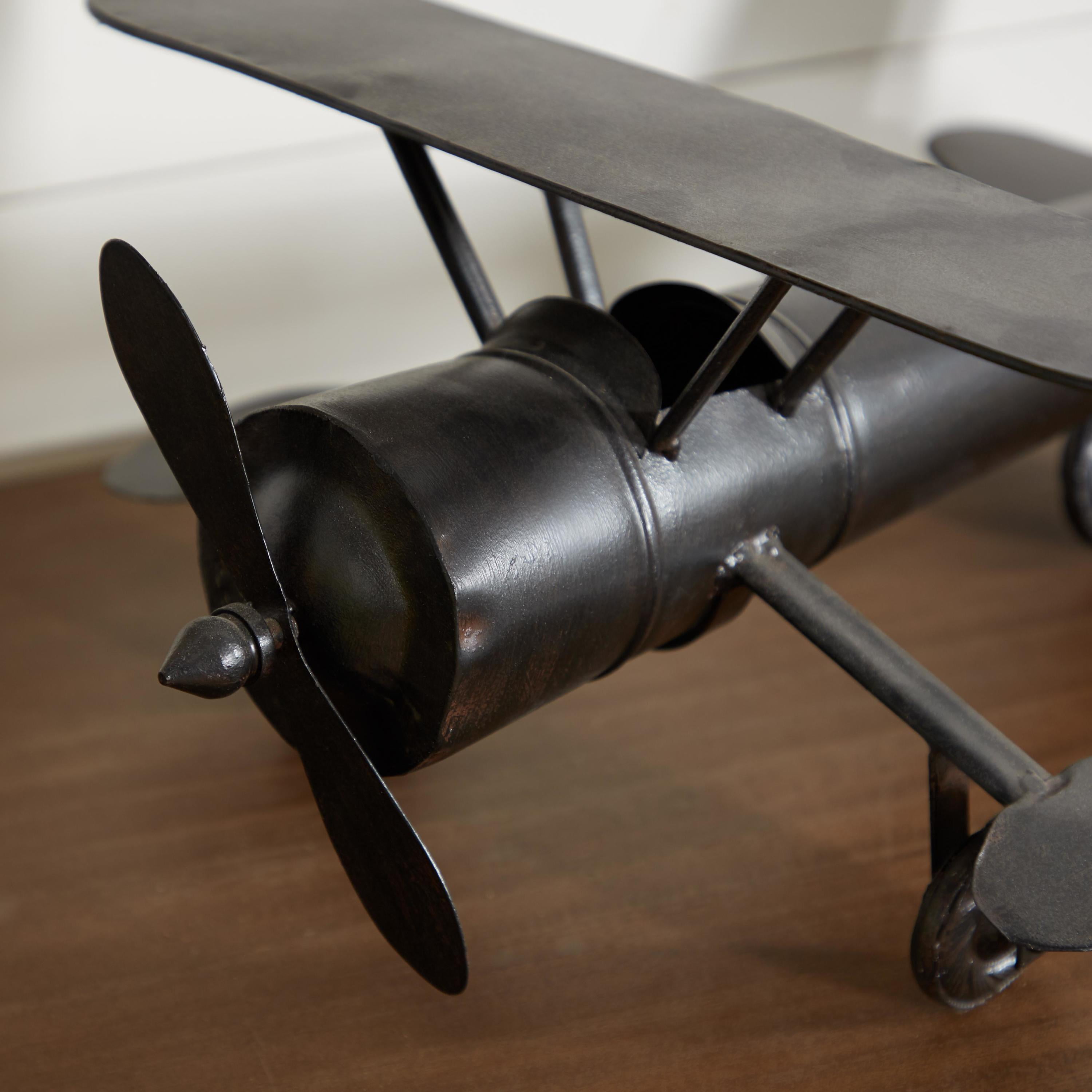 18" x 9" Brown Metal Airplane Sculpture, by DecMode