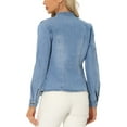 thumbnail image 3 of Chaquetas de mezclilla para mujer INSPIRE CHIC con cuello alzado, mangas largas, chaquetas de jean cortas, azul claro, talla L, 3 of 6