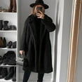 thumbnail image 2 of Qetyuw Womens Winter Faux Fur Long Coat Casual Warm Open Front Cardigan Coats Long Sleeve Lapel Chunky Overcoat, 2 of 4