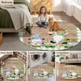 thumbnail image 6 of Round Area Rug 3ft, Happy Easter Gnomes Flowers Eggs Non-Shedding Washable Area Rug, Green Checker and Wood Non Slip Low-Profile Circle Rugs for Living Room, Bedroom Dining Room, 6 of 9