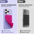 thumbnail image 4 of A house of tools 2 Pack Silicone Sticky Grip Holder for Cellphone, Silicone Suction Cup Phone Case Mount Double Sided, Hands-Free Phone Accessories Strong Grip Holder for Selfie and Video (Hot Pink), 4 of 12