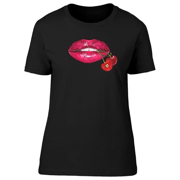Lips With Cherry T-Shirt Women -Image by Shutterstock, Female Medium
