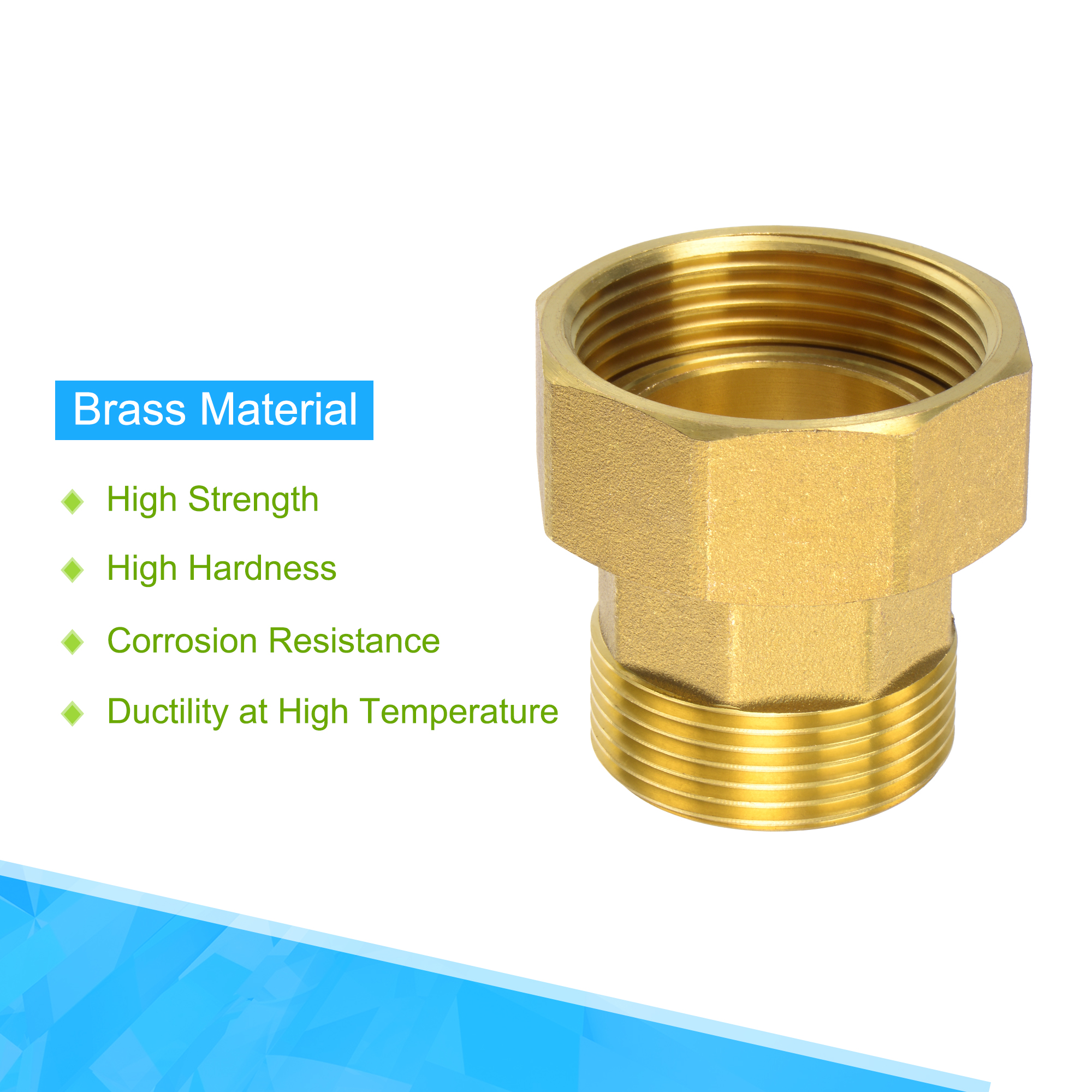 Uxcell G1-1/2 Female x G1-1/4 Male Thread 53mm Brass Pipe Fitting