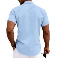 thumbnail image 5 of Yifymode Mens Button Down Shirts Short Sleeve Casual Shirt Summer Beach Wedding Tops with Pocket,Light Blue L, 5 of 5