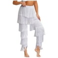 thumbnail image 3 of LiiYii Women's Fringe Latin Ballroom Dance Pants Salsa Tango Samba Rumba Dance Performance White L, 3 of 7