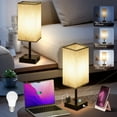 thumbnail image 4 of Bedside Lamp with USB Ports - Touch Control Table Lamp for Bedroom with USB C+A Charging Ports & AC Outlets, 3 Way Dimmable Nightstand Light for Living Room (LED Bulb Included）, 4 of 9