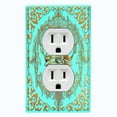 thumbnail image 1 of Metal Light Switch Plate Cover Elegant Teal Crown Frame FRA019, 1 of 13