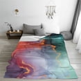 thumbnail image 5 of Rateoe Colorful Abstract Waves Print Fuzzy Fleece Throw Blanket Extra Large,Super Soft,Fluffy and Warm Blankets for Couch,Bed,All Season Use (60"x50"), 5 of 8