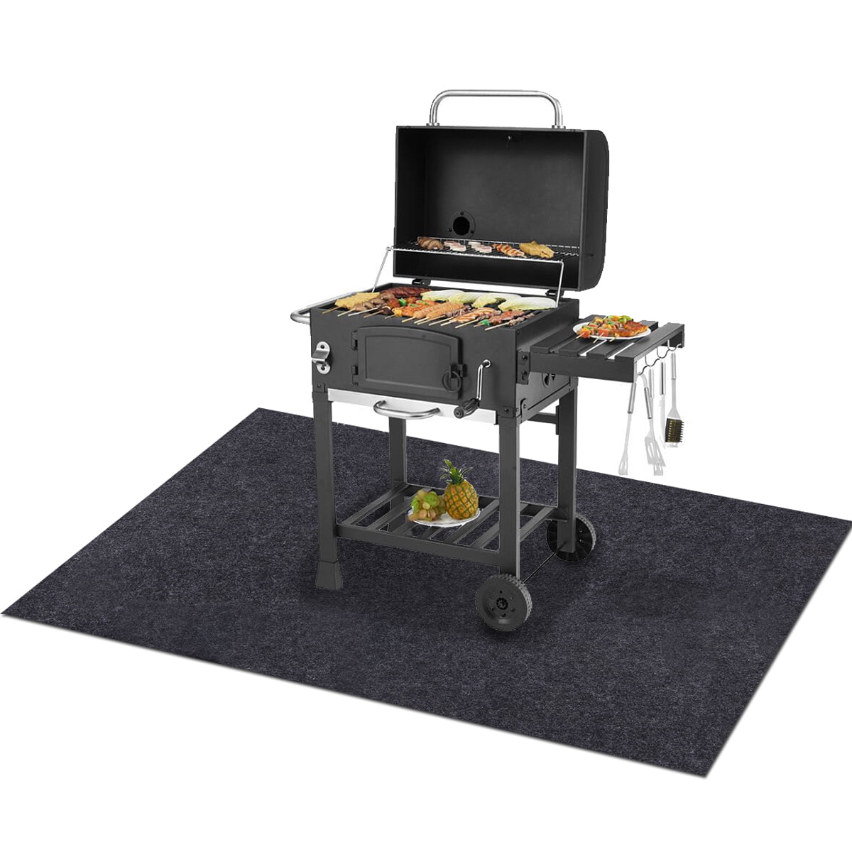 48”×72“ Gas Grill Mat,BBQ Grilling Gear for Gas/Absorbent Grill Pad Lightweight Washable Floor Mat to Protect Decks and Patios from Grease Splatter,Against Damage and Oil Stains 