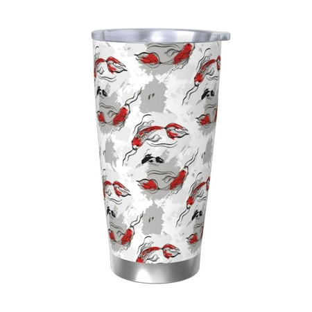 

Gaeub Koi Fish Print 20-Ounce Stainless Steel Car Cup Tumblers Cups with Lids and Straw Coffee Cups for Adults Kids Home Car Office School Travel Party-Without Straw