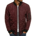 thumbnail image 1 of Mikilon Men Solid Casual Stand-up Collar Zipper Diamond Stitched Pocket Jacket Coats, 1 of 4