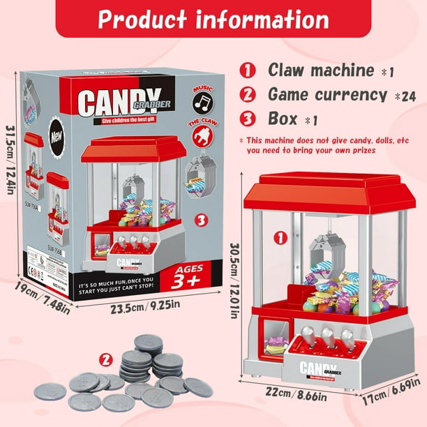 Claw Machine for Kids Mini Candy Grabber Machine with 24 Game