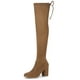 thumbnail image 1 of Botas Altas Hasta La Rodilla Talón Grueso Punta Redondeada Para Mujer Marrón 36, 1 of 7